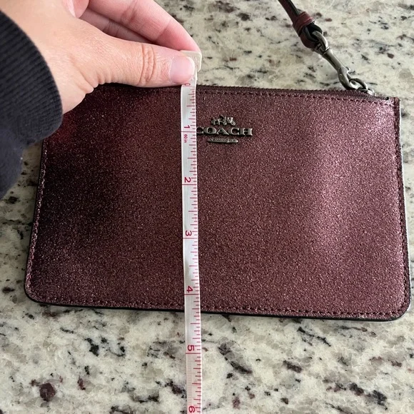 Metallic Cherry Coach Wristlet Wallet with Logo Bag Chain Strap - Picture 9 of 9